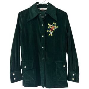 Vintage Maximum Corduroy button up Cottagecore 
sequins flowers back fairy L